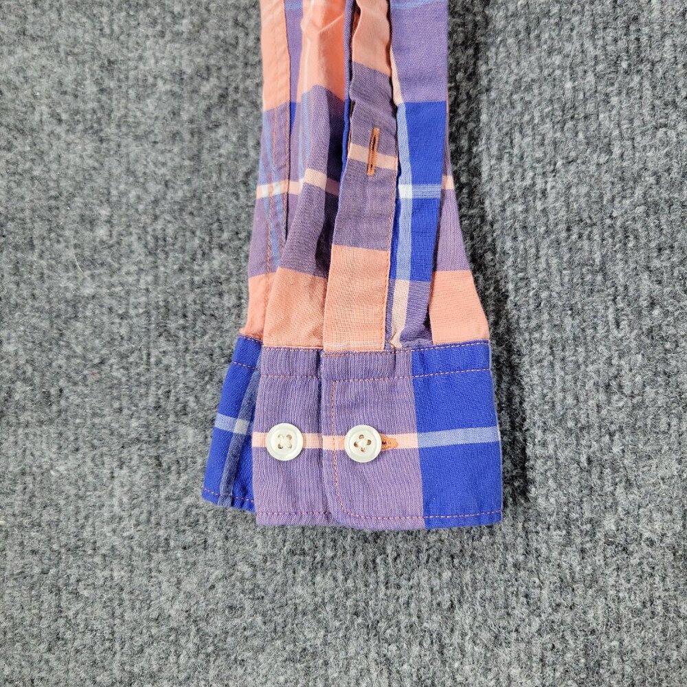 Express Button Shirt Men's Medium Blue Plaid Long Sleeve Single Pocket Adult M - Picture 10 of 16